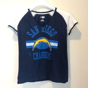 NFL Chargers V Neck Short Sleeve T Shirt